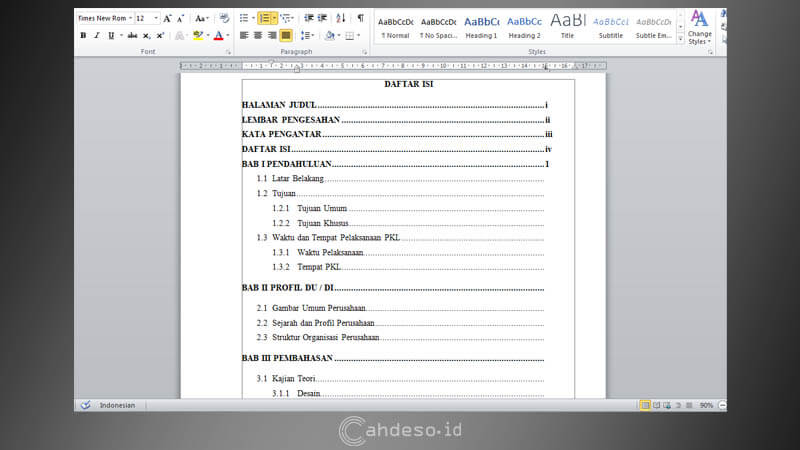 Cara Membuat Titik Titik Di Daftar Isi Pada Ms Word Supaya Lurus Cahdeso Mimpi Besar Anak Desa