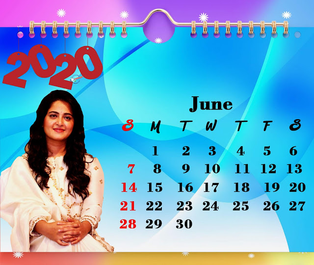 2020 June Calendar Anushka