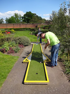 Steve playing his second shot as Ollie gets ready to tee-off