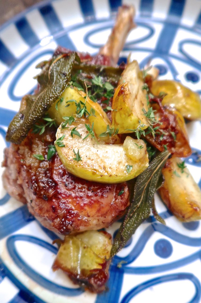 Scrumpdillyicious PanSeared Pork Chops with Sautéed Apple & Sage