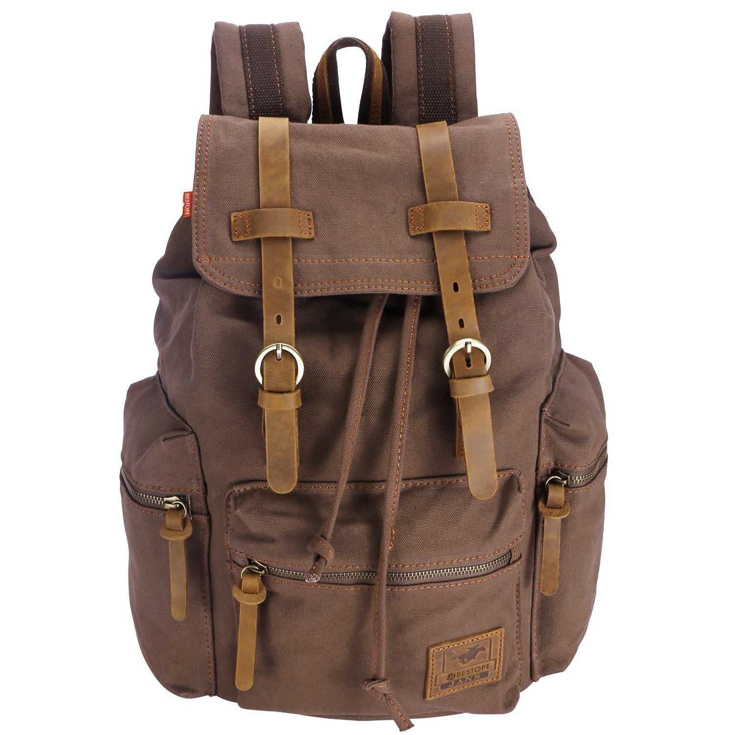 Canvas Leather Hiking Travel Military Backpack Save up to 56%