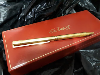 Pulpen Mewah S.T. Dupont Seri 5D4NF56 18k Gold Plated Original With Dupont Red Box