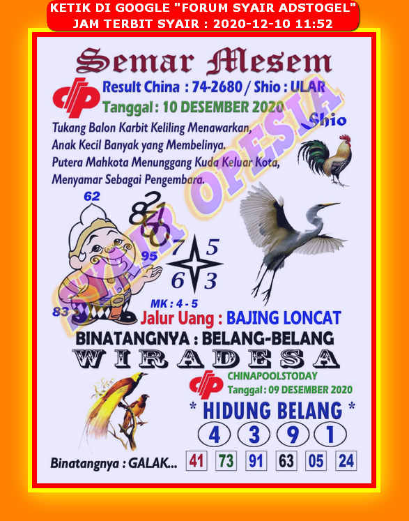 Kode Syair Sydney Kamis 10 Desember 2020 Kumpulan Syair Toto