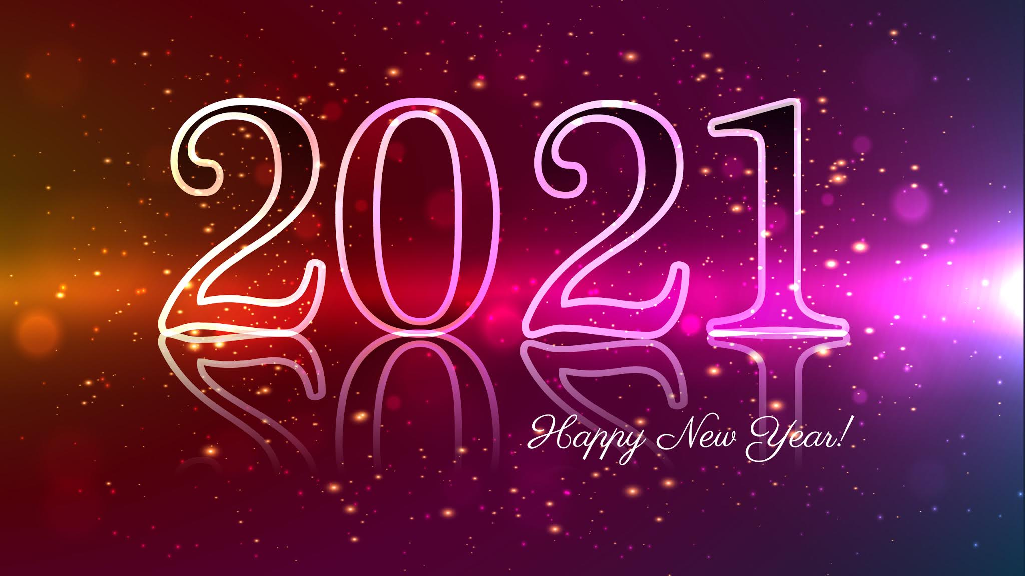 2021 Happy New Year, Pink, Golden, Background