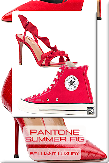 ♦Pantone Fashion Color Summer Fig #pantone #fashioncolor #red #shoes #brilliantluxury