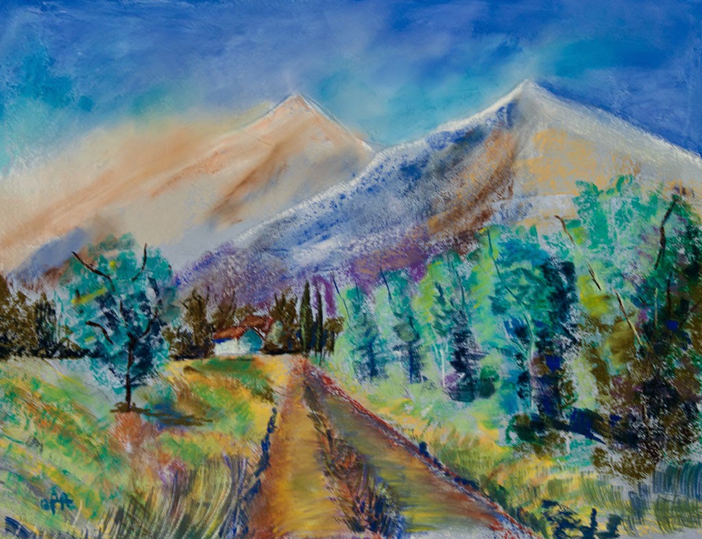 Paysage provençal aux pastels secs Peintures à l'huile, pastels