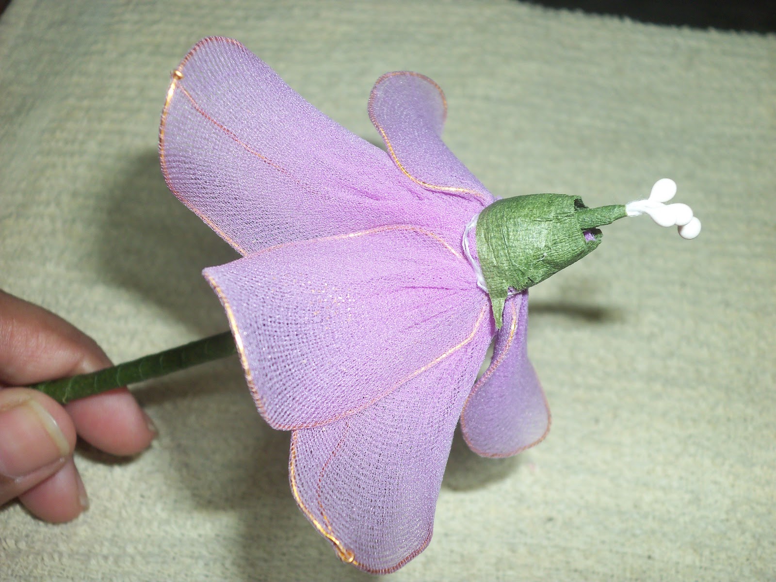crafting and cooking Tulips flower making with nylon stockings