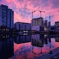 Images of Dublin: Pink sunrise over Grand Canal Dock