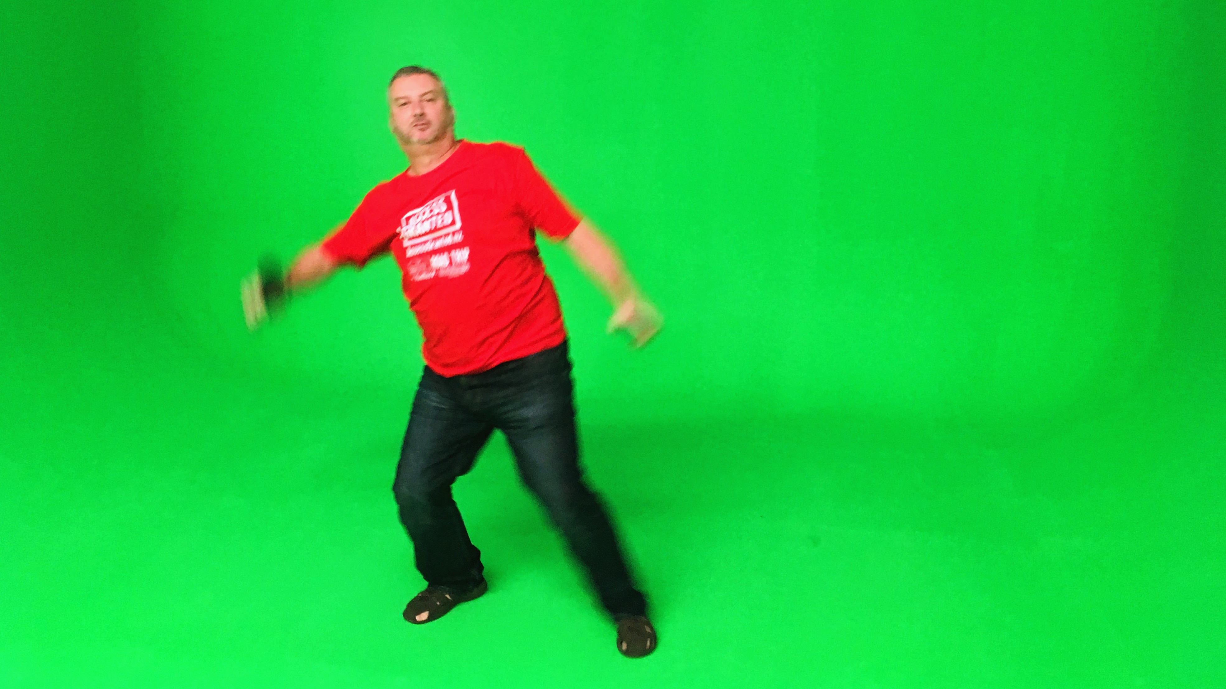 Mike on a green screen in Auckland