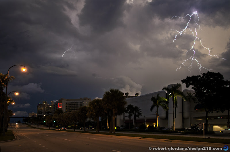 photo of lightning over the Galleria Mall, Fort Lauderdale, FL. Copyright 2011 Robert Giordano