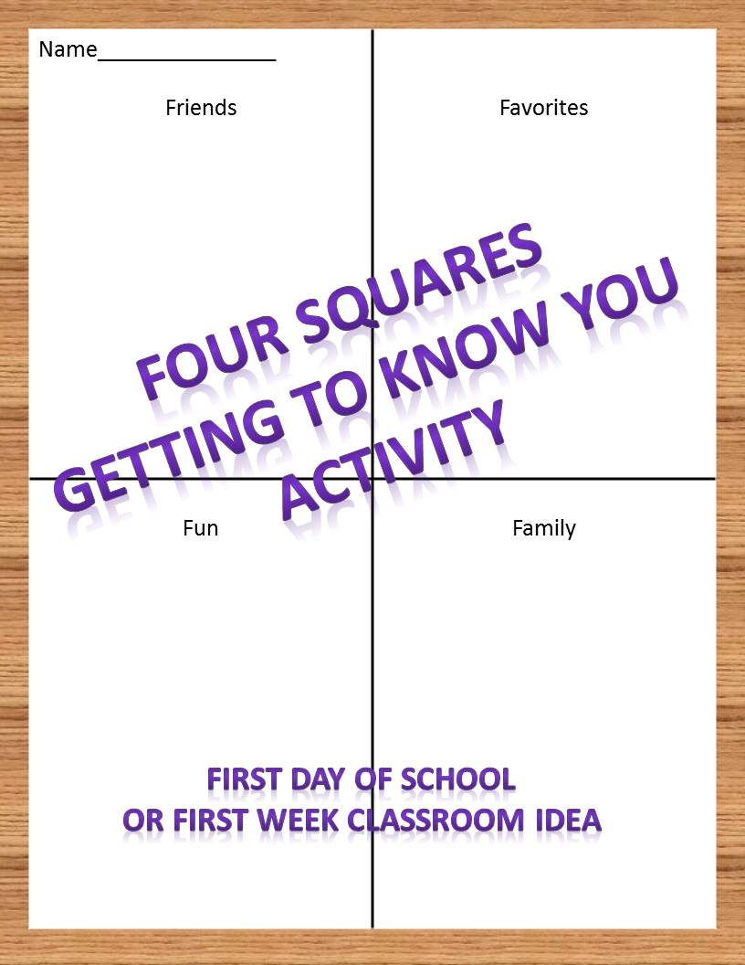 Mrs. Navarre’s Teaching Blog Four Squares Getting to Know You