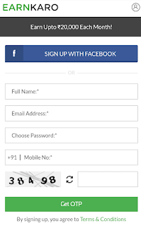 EarnKaro में अपना account कैसे बनाए