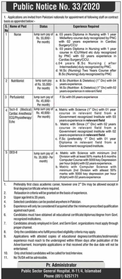 Govt Jobs In Pakistan Public Sector General Hospital Islamabad Medical Jobs In The Nation Newspaper 2021