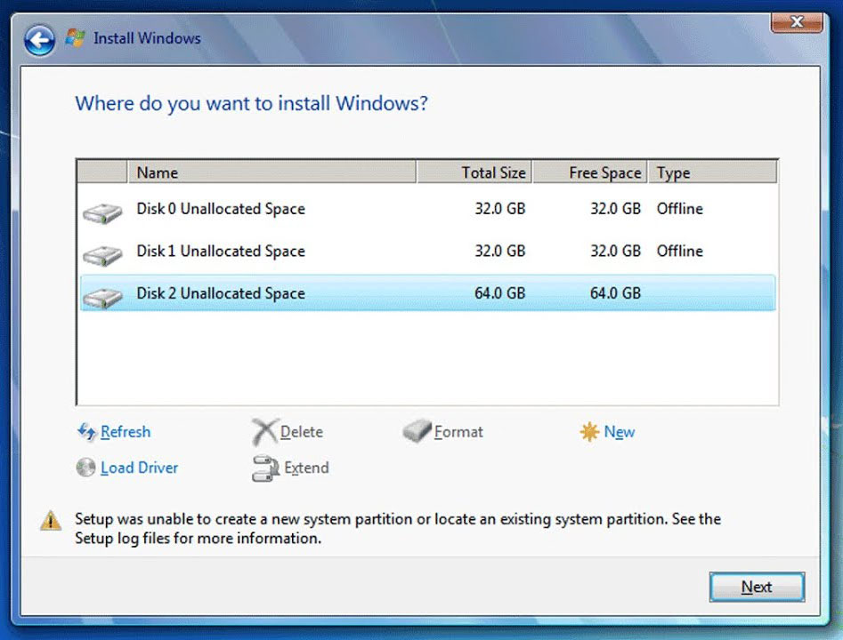 Solusi Tidak Bisa Membuat Partisi dari Unallocated Space Saat Install