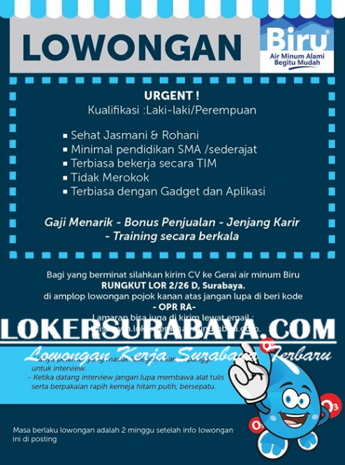 Lowongan Kerja Air Biru Jakarta Barat Lokercumacuma