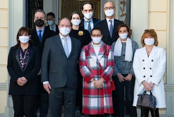 President of the Monaco Red Cross Prince Albert presented a check to Princess Stephanie