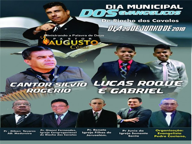 Dia Municipal dos evangélicos acontece nesta sexta-feira 29 de junho em Riacho dos Cavalos