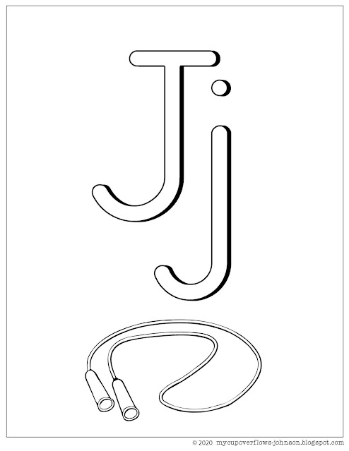 J is for jump rope coloring page
