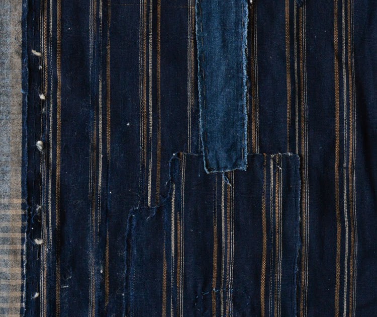 古布 襤褸 藍染 つぎはぎ クレイジーパターン 布団皮 ジャパンヴィンテージ | Boro Fabric