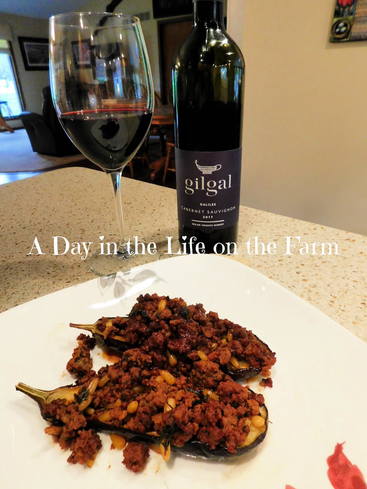 A Day in the Life on the Farm Lamb Stuffed Eggplant and a Perfect Wine