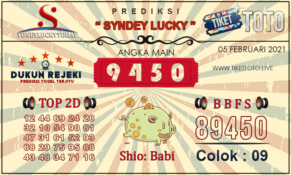 Prediksi Togel SYDNEY LUCKY TIKETTOTO 05 FEBRUARI 2021