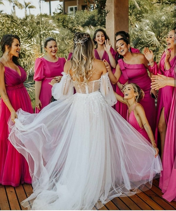paleta pink e fucsia para madrinha de casamento