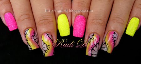 Неонов маникюр с декорация