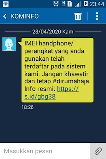 pesan sms dari kominfo tentang IME hp pesan sms dari kominfo tentang IME hp