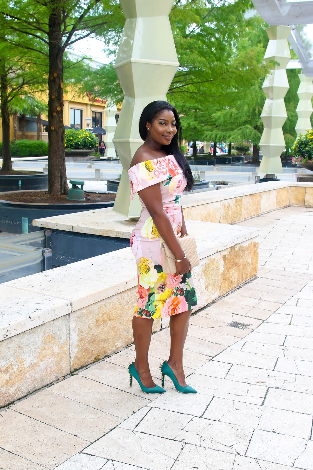 The Wedding Guest- Floral off shoulder Midi Dress - Irony of Ashi