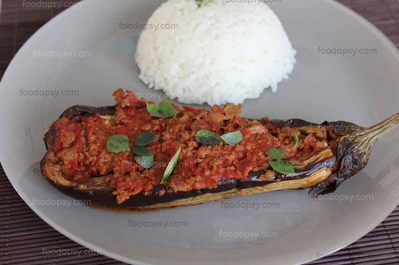 Ground Beef Stuffed Eggplant Boats