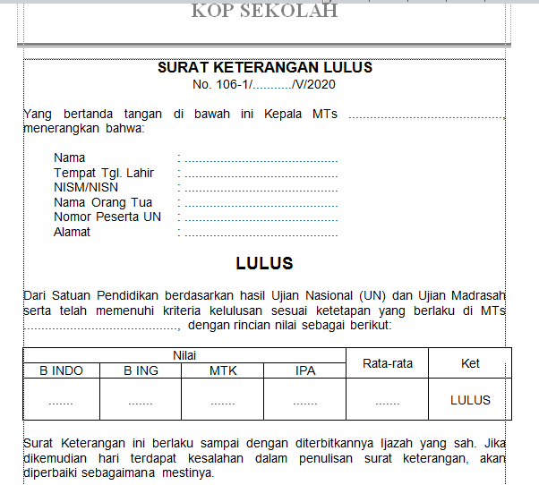 29+ Contoh surat resmi kelulusan sekolah terbaru terbaru