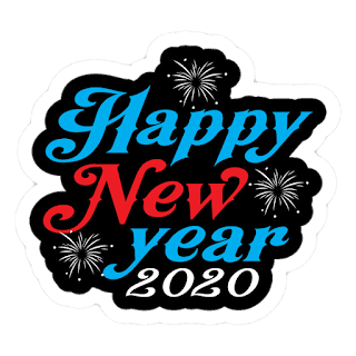 blue with red with write happy new year 2020