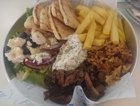 Ena Greek Street Food, Forest Hill, lamb and chicken open plate