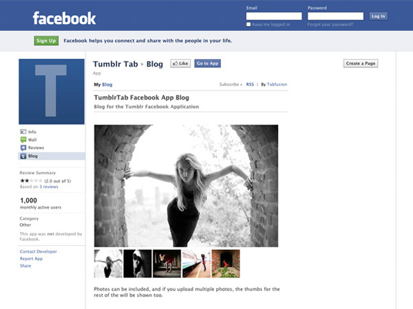 tumblr tab, tabfusion, facebook page, fb page, news feed