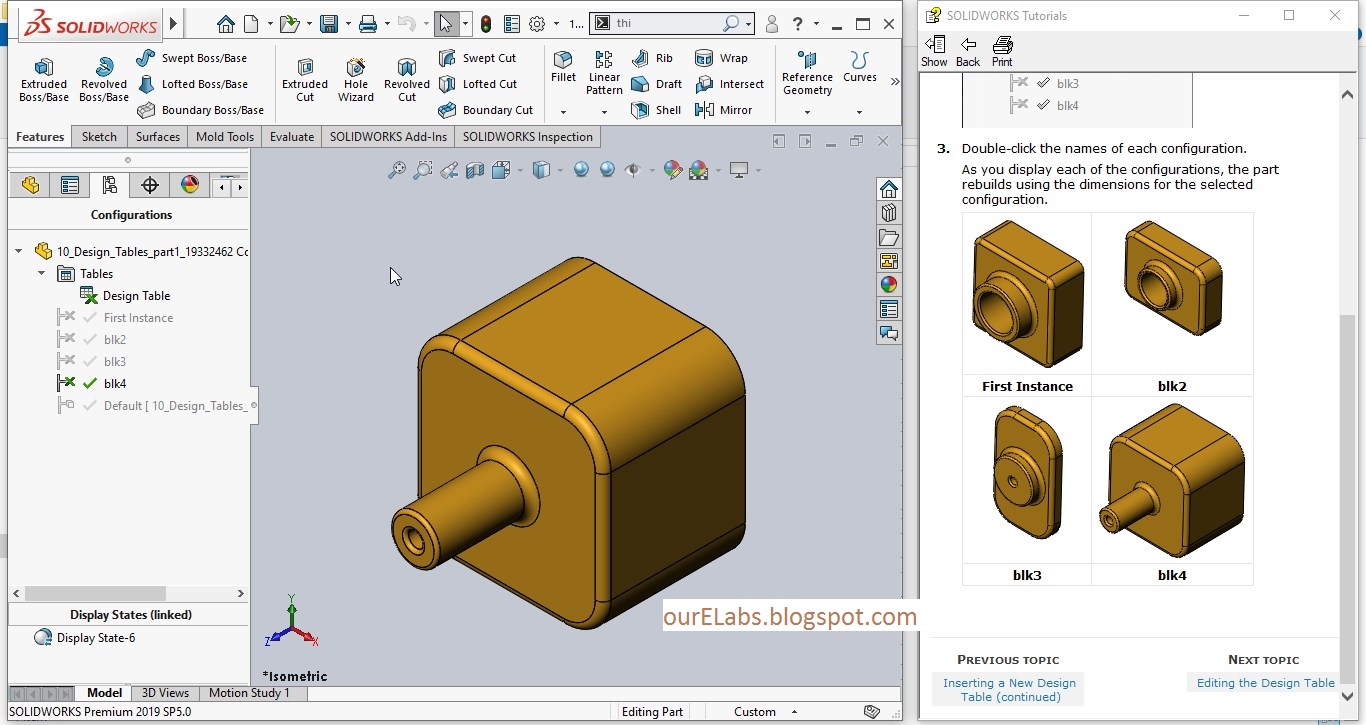 Use of design tables in solidworks Ourengineeringlabs