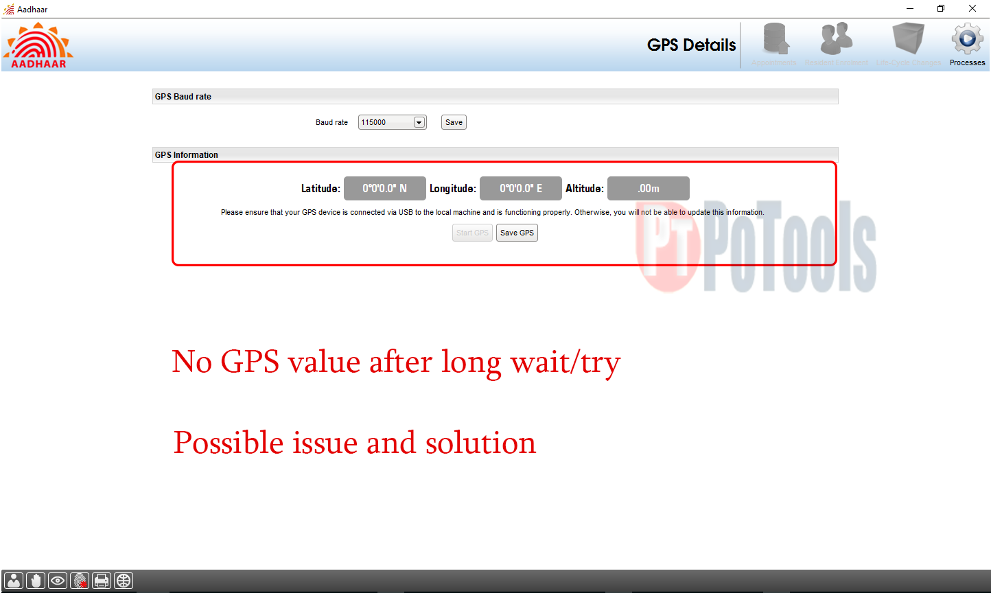 Use Android Mobile phone as External GPS device for Aadhaar Enrolment