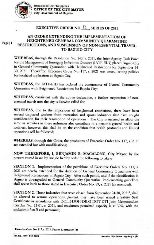 Baguio Travel Requirements October 2021 for Tourists and Visitors