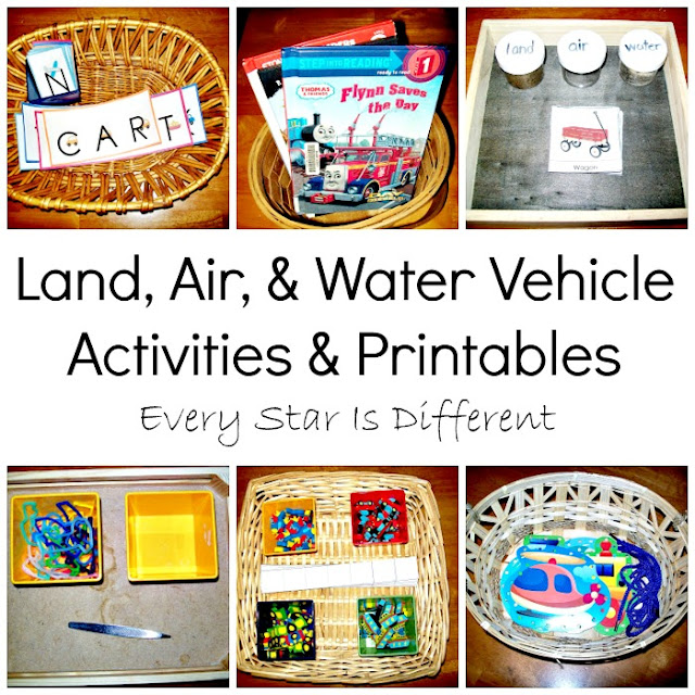 Land, Air and Water Vehicles Activities for Kids