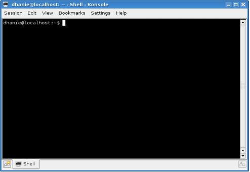 Tampilan Konsole di environment KDE Desktop Tampilan Konsole di environment KDE Desktop