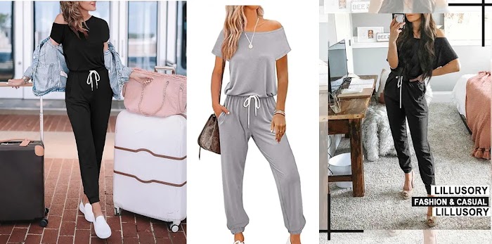 LILLUSORY Rompers Jumpsuits Shoulder Drawstring