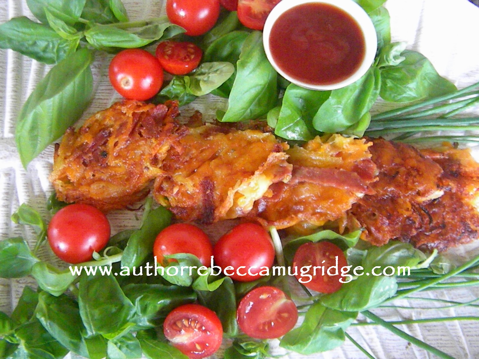 Author Rebecca Mugridge Cheesey Potato & Carrot Hash Browns