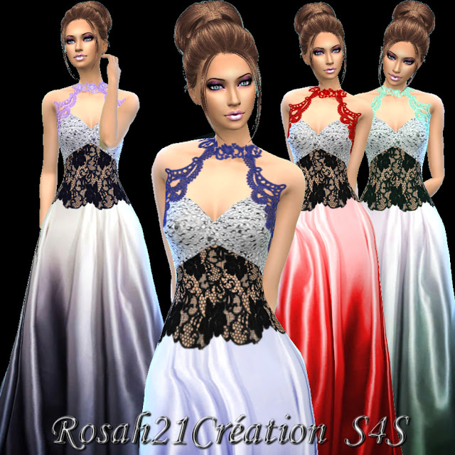 TS4 Fashion: Clothing Dress: Soyeux satin et dentelle par Rosah21 (Sims ...