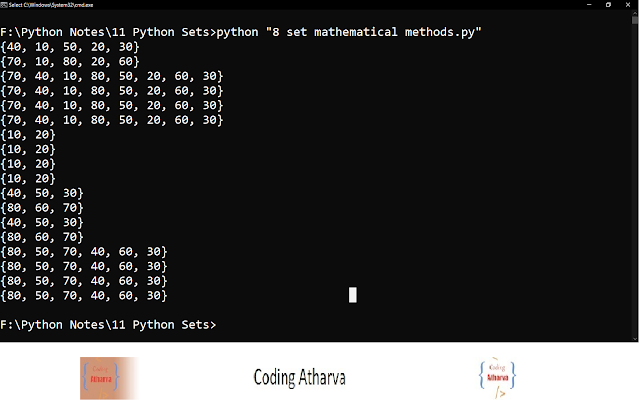 48 Program for mathematical operations using SET methods in Python ...