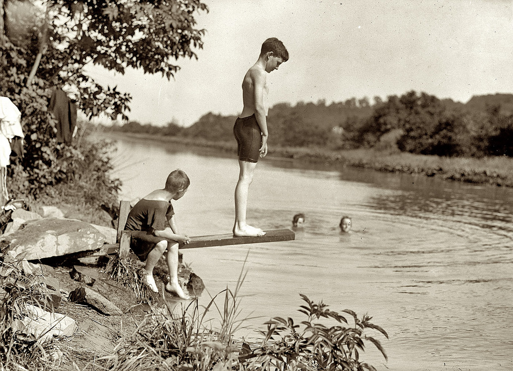 Boys Playing In The Lake 1915 Vintage Everyday.