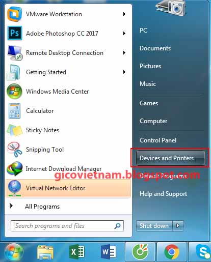 share printer windows 7 mang lan