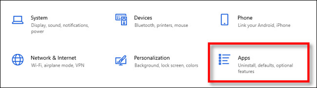 في إعدادات Windows ، حدد "التطبيقات".