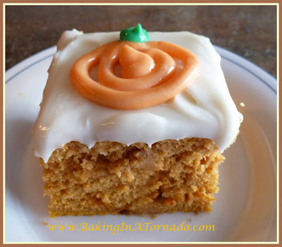 White Chocolate Chip Pumpkin Squares | recipe developed by www.BakingInATornado.com | #recipe #dessert