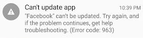 Error: Can't update Facebook due to Error Code 963