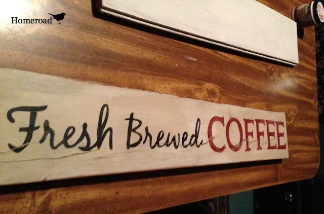 Fresh Brewed Coffee sign on table