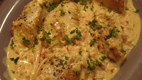 Grilled Chicken Breast with Creamy Red Pepper Sauce